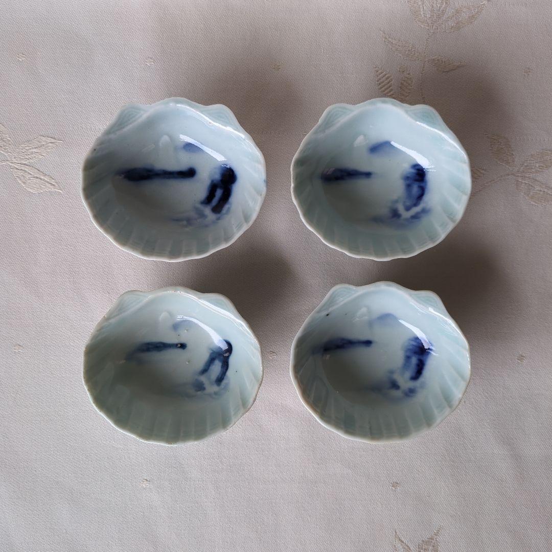 古伊万里 染付 豆皿 4個 蛤型