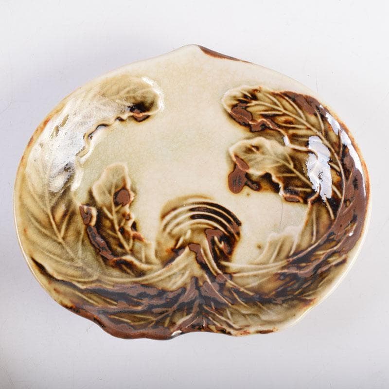 和食器　色絵　カブ形　銘々皿　五客　時代箱　V　8440