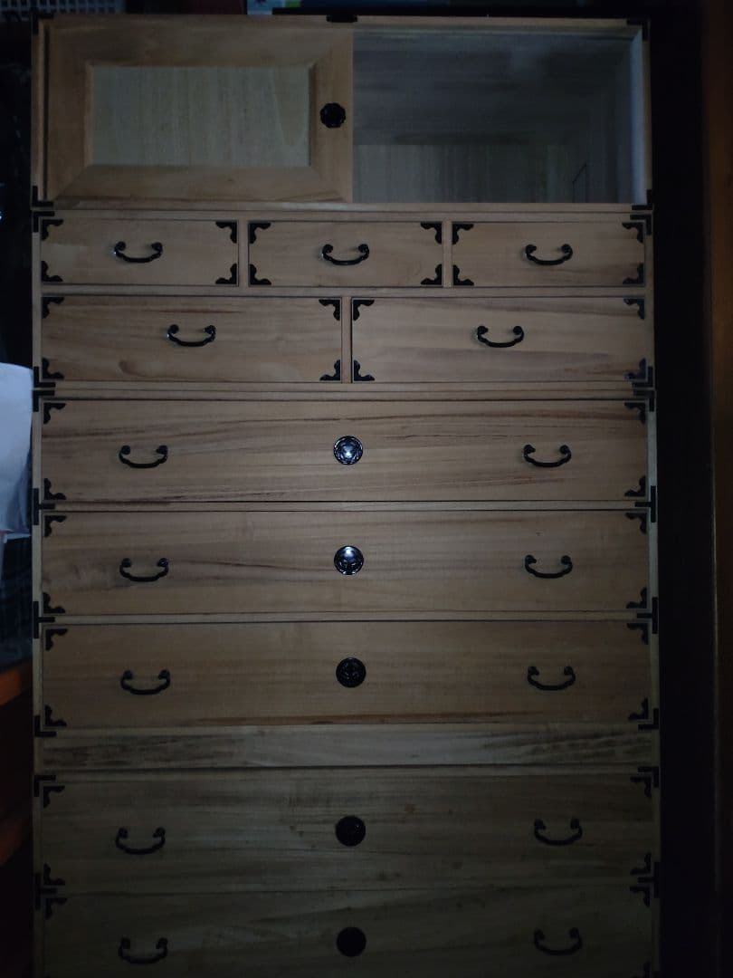 【レトロ】桐無垢材 11段収納引戸 桐箪笥