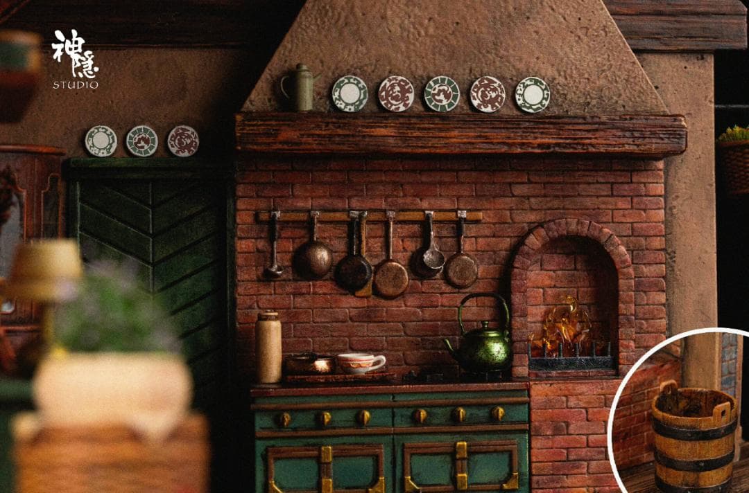 千と千尋の神隠し 銭婆の家でのお茶会 樹脂 彫刻 フィギュア