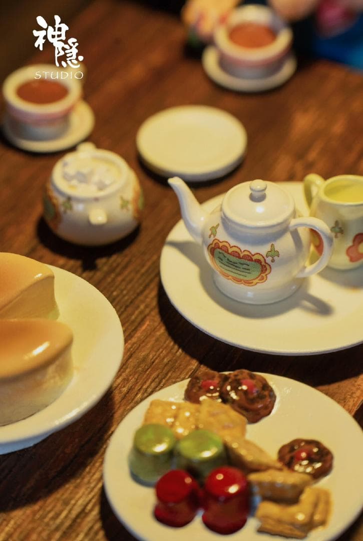 千と千尋の神隠し 銭婆の家でのお茶会 樹脂 彫刻 フィギュア