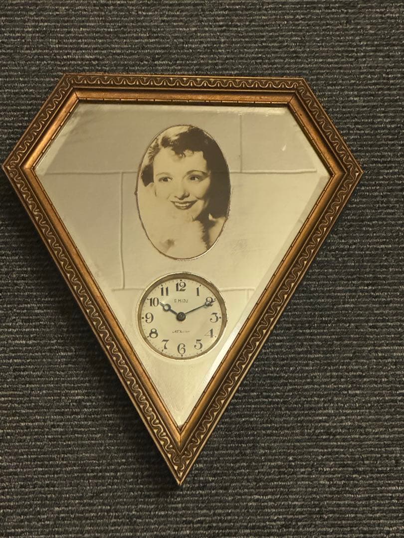 アンティーク　S.Mizu　ダイヤ型　からくり　ゼンマイ時計　日本製