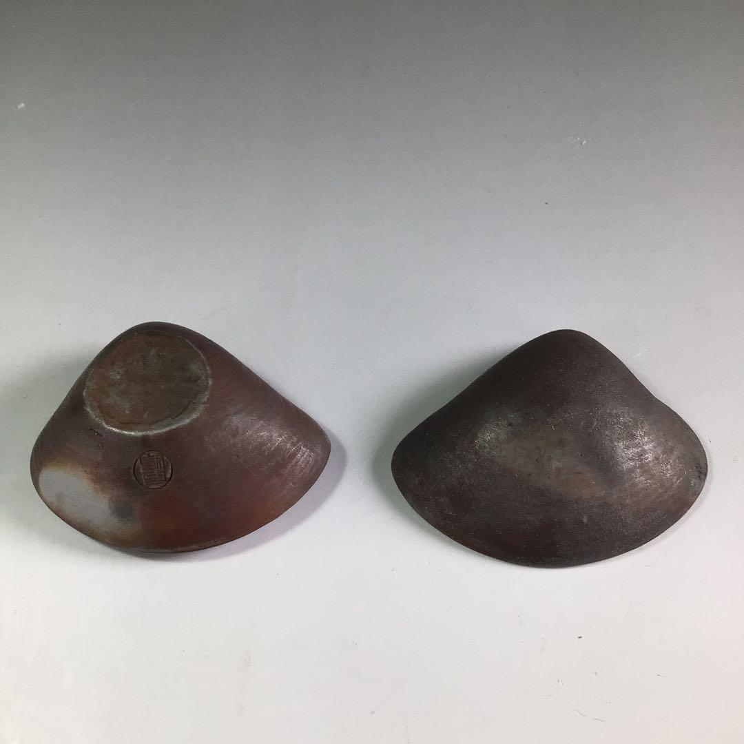 Ｐ８３５　香合　『備前焼』『木村陶峰造』『蛤香合』　共箱　茶道具