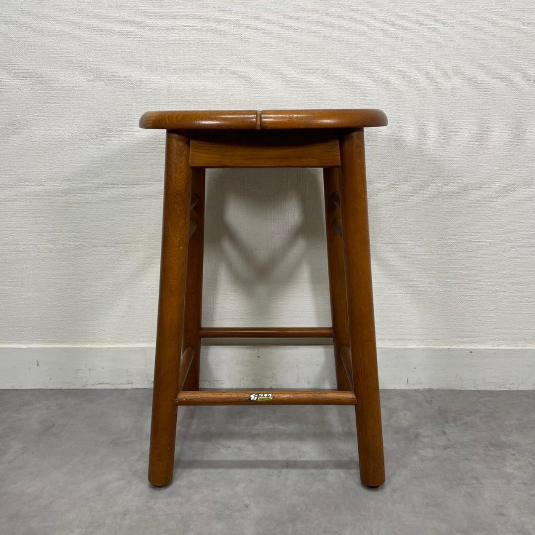 希少 オールドカリモク 木製 スツール 丸椅子 無垢材 ヴィンテージ 国産家具