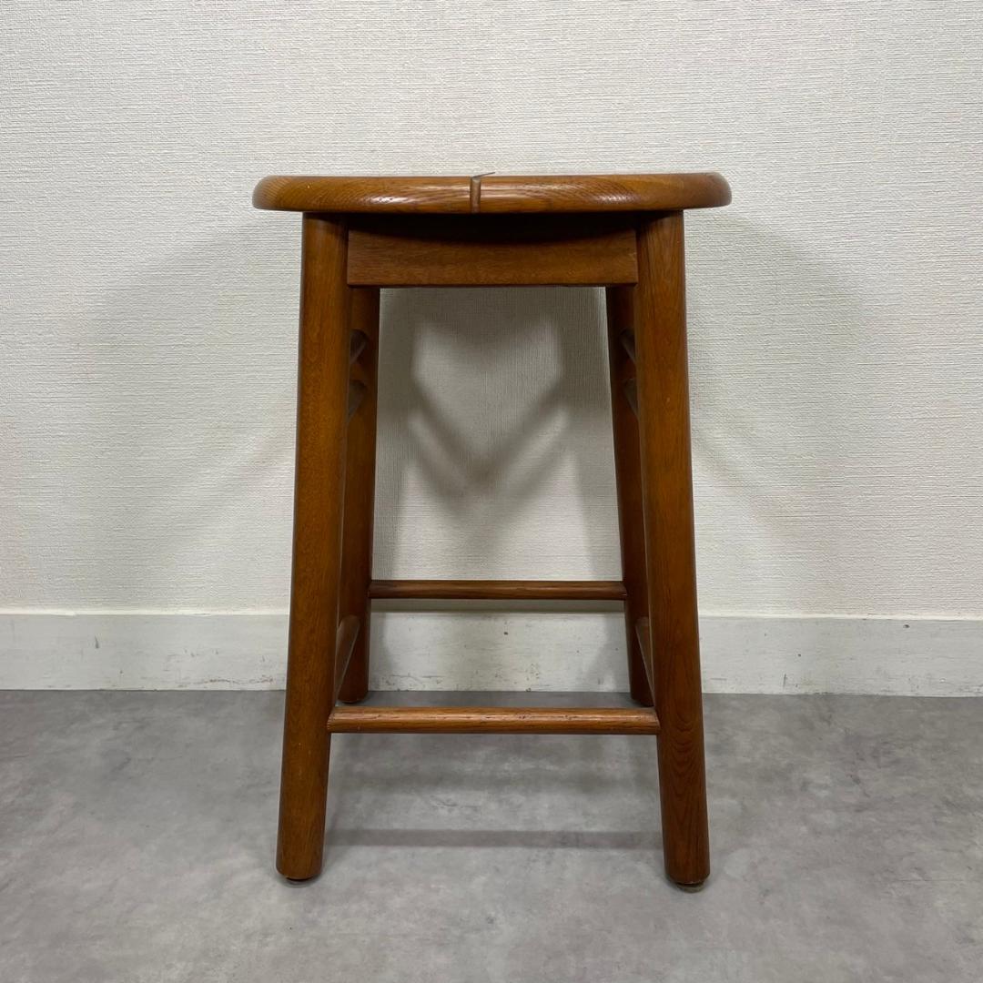 希少 オールドカリモク 木製 スツール 丸椅子 無垢材 ヴィンテージ 国産家具