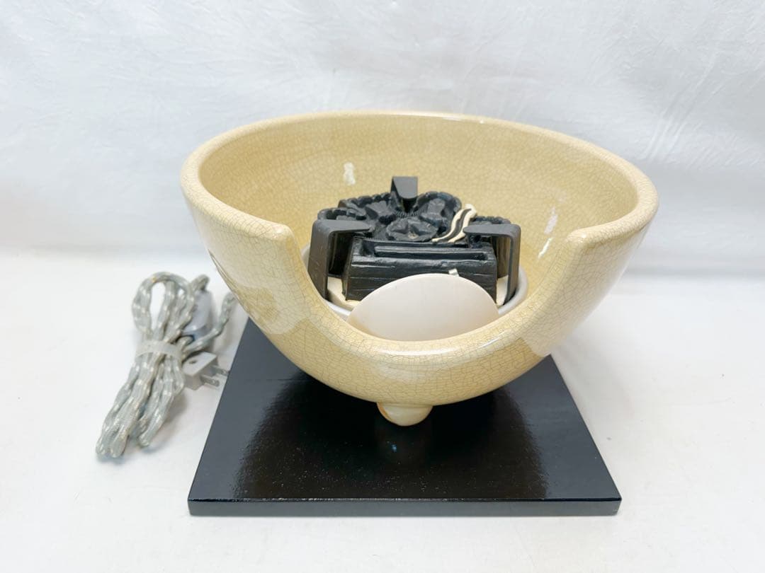 未使用 茶道具 風炉型 電熱器 さつま枇杷色紅鉢 野々田式 香入 まえがわらけ