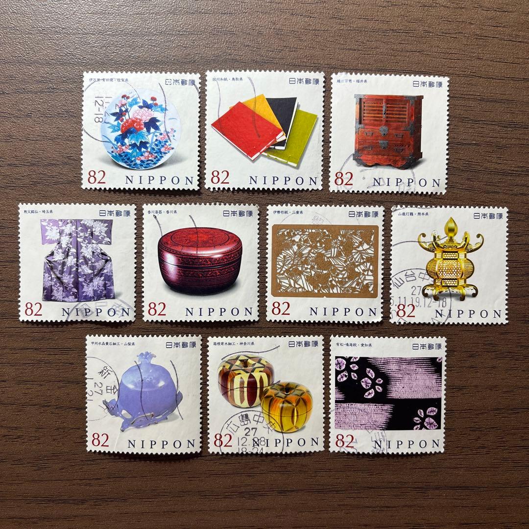 日本の古切手　美しい伝統工芸品 その4　10枚