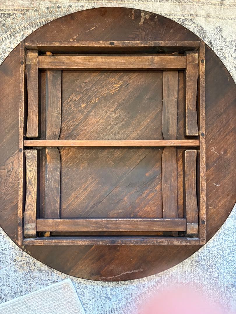 昭和アンティーク　木製ちゃぶ台　丸テーブル　折りたたみ　レトロ