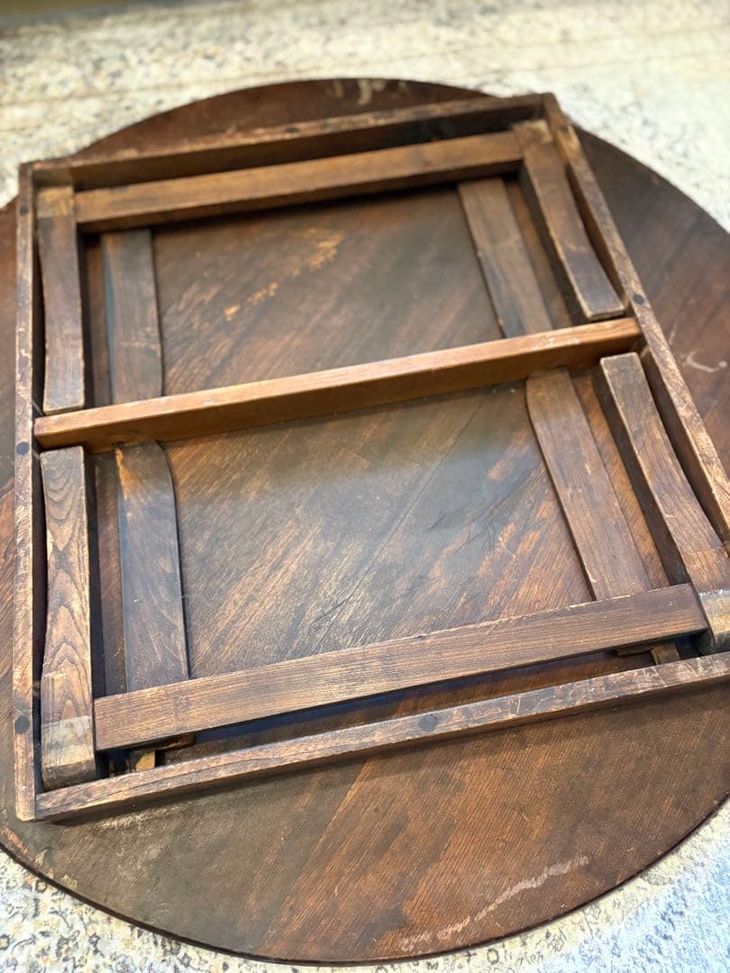 昭和アンティーク　木製ちゃぶ台　丸テーブル　折りたたみ　レトロ