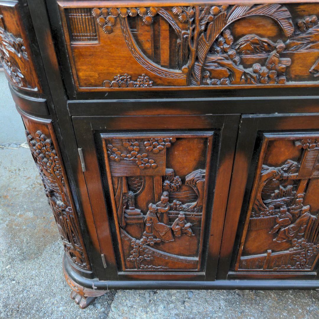 彫刻アンティーク家具　アンティーク家具　中国製チェストバー