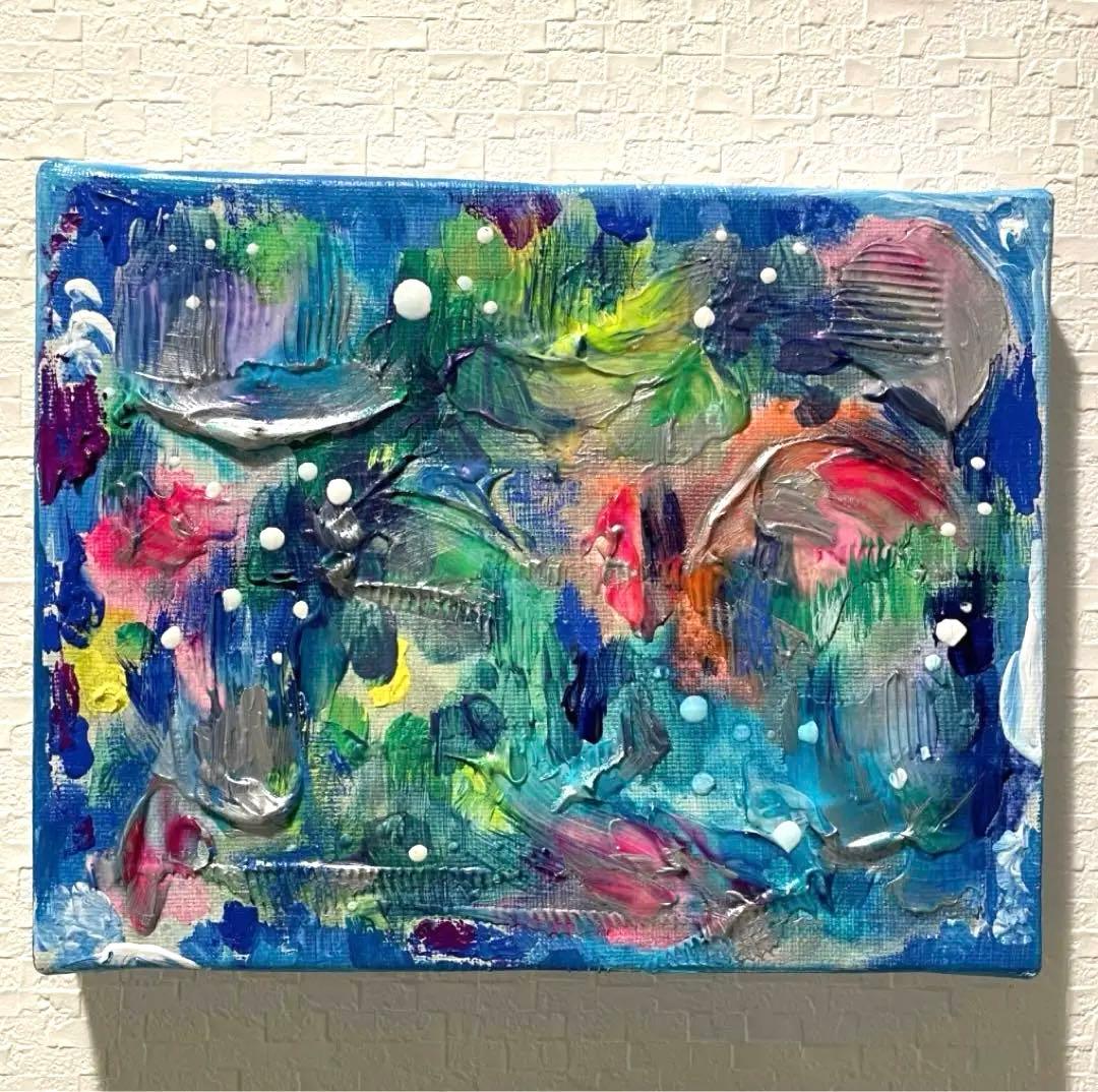 抽象画　原画　テクスチャーアート　アクリル画　現代アート　モダンアート　オーロラ