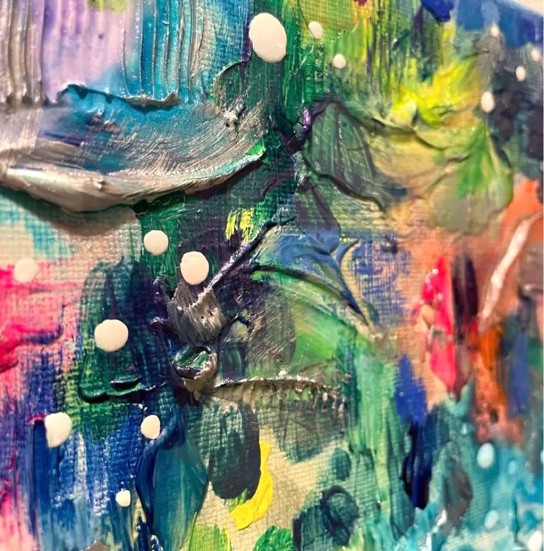 抽象画　原画　テクスチャーアート　アクリル画　現代アート　モダンアート　オーロラ