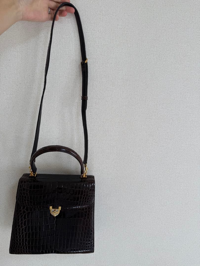 クロコダイルハンドバック　JRA276 ブラウン