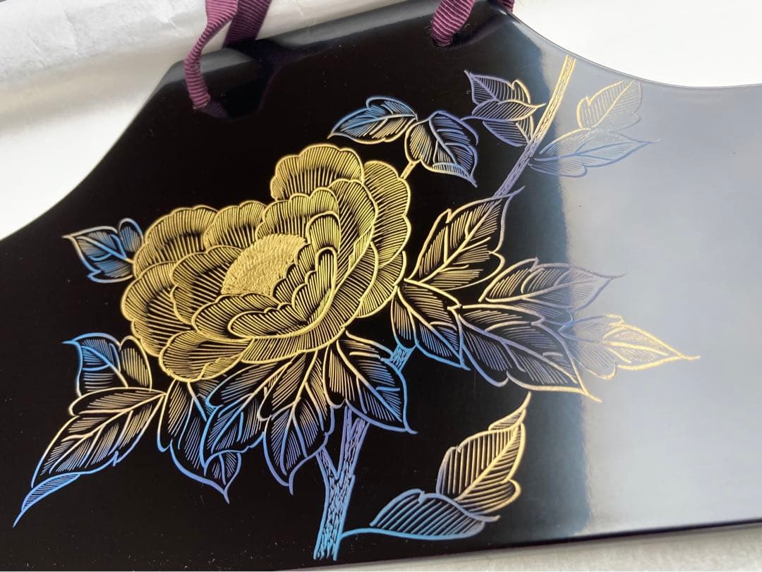 川連漆器　衣紋掛け　着物ハンガー　黒　うるし塗装　天然木　約80㎝