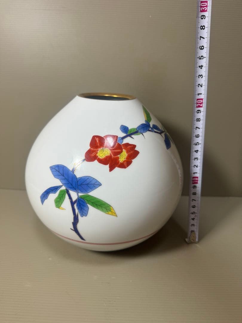 2152 香蘭社　木瓜の花　花瓶　金彩