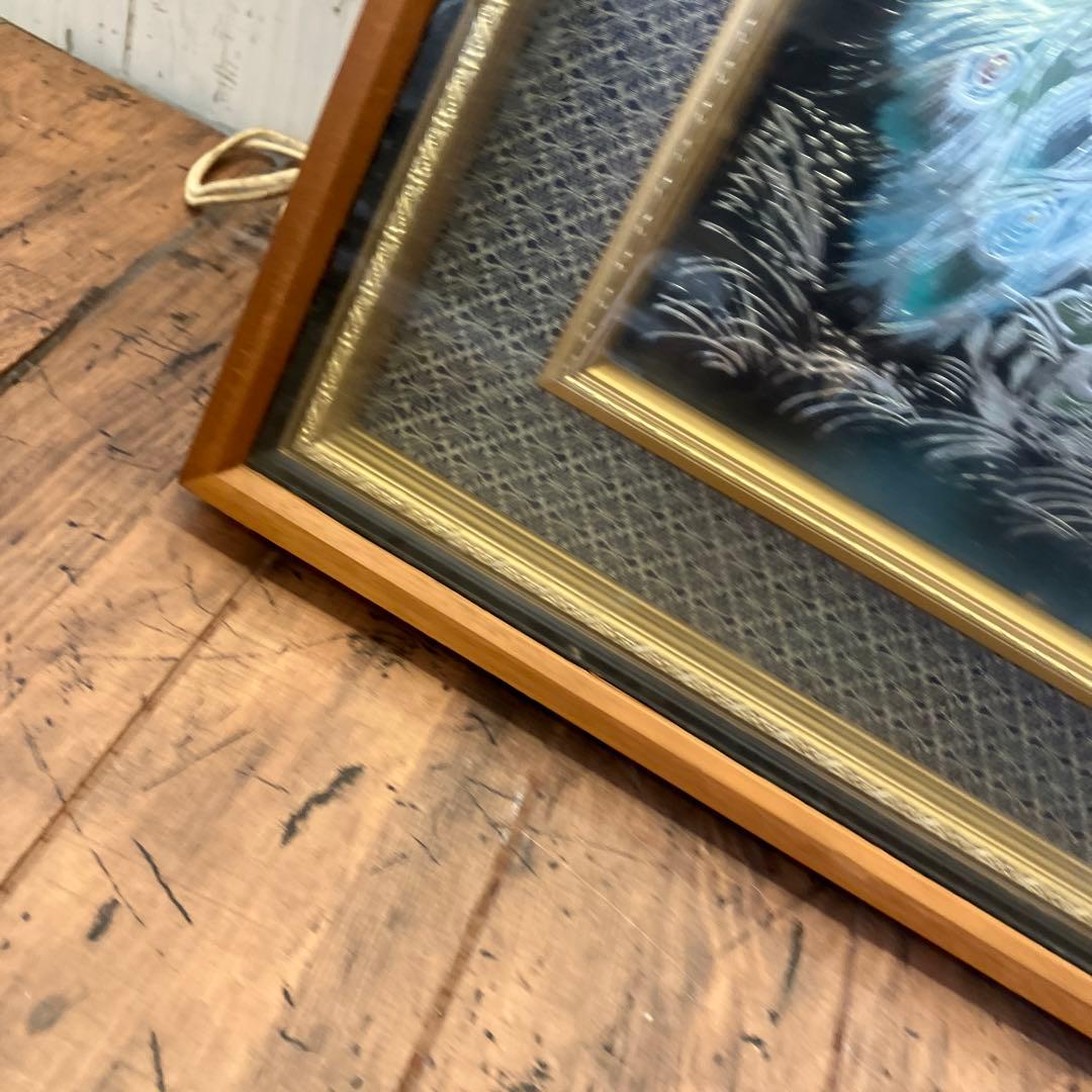 昭和レトロ 孔雀 花 花鳥 立体画 絵画 アート インテリア レトロ