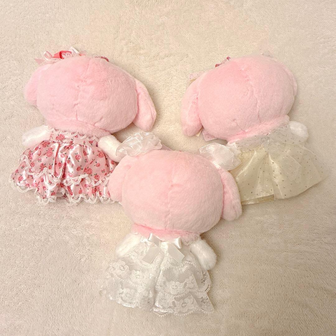 レディマイメロディ　マスコットホルダー　ホワイト　ピンク　ライトイエロー　3体