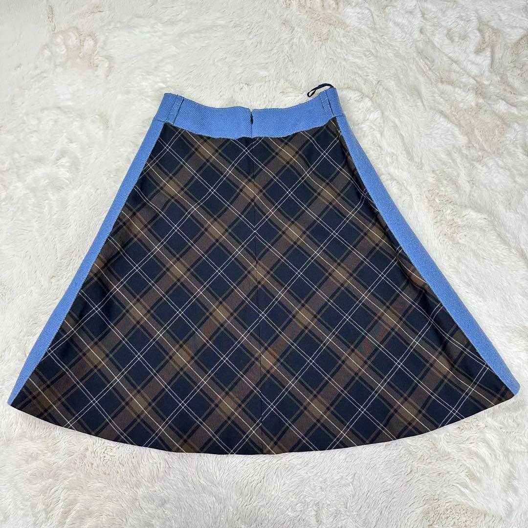 ✨美品✨miumiu チェック柄 Aラインスカート ウールモヘア混 上質 M