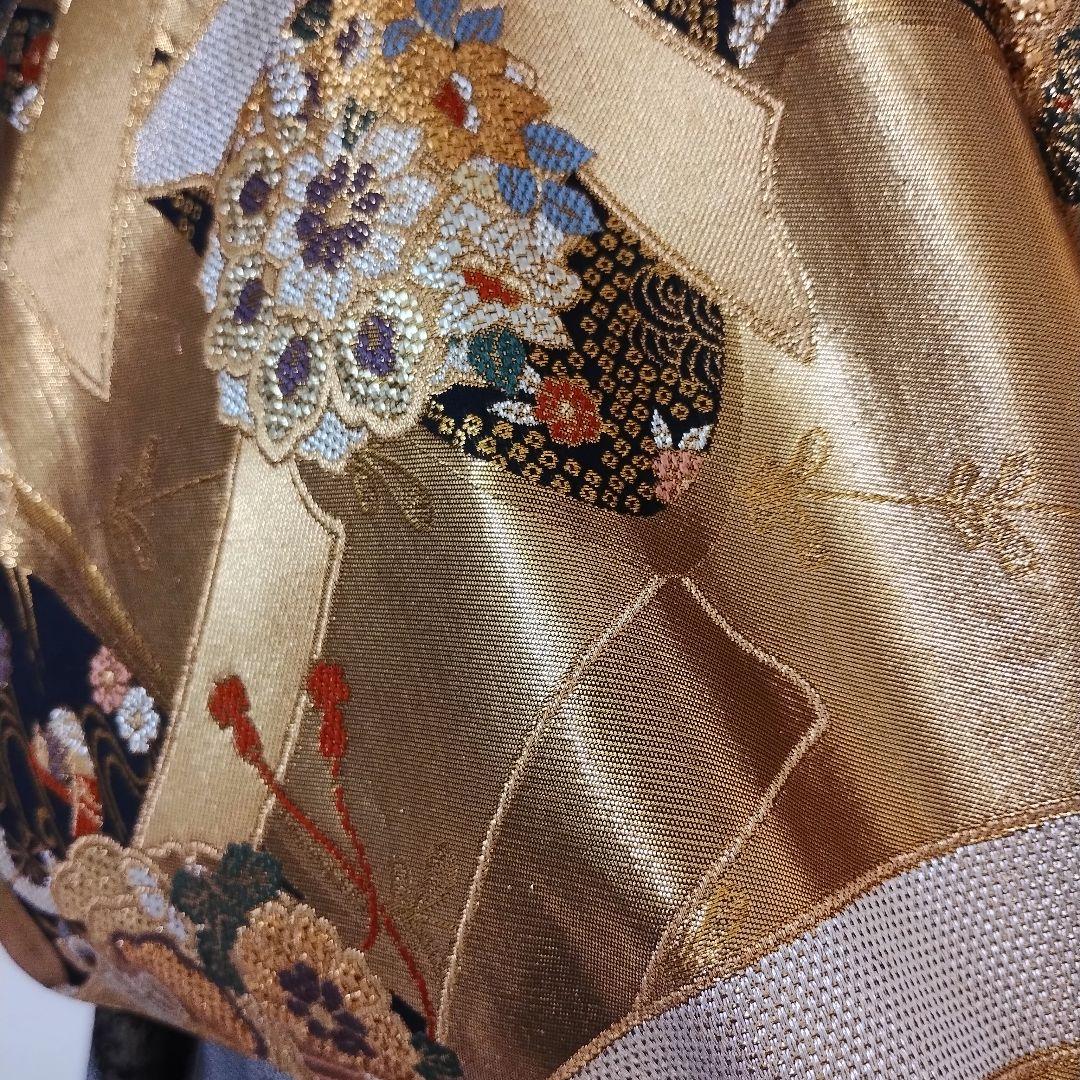 成人式　正絹振袖フルセット　総絞り黒　刺繍　豪華　華やか　草履バックセット