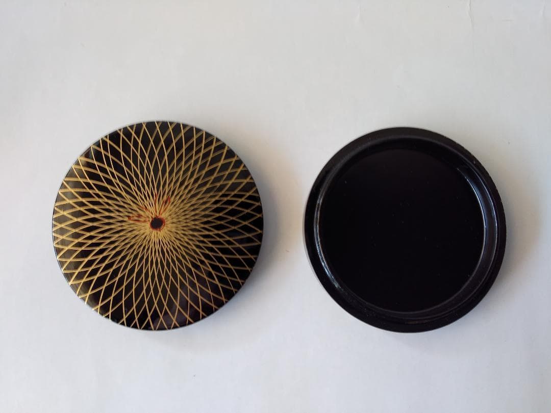 網代香合 二宮閑山 作 共箱 漆器 漆芸 香合 抹茶 茶道具 新品 未使用品