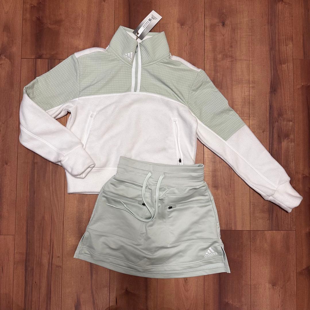 クロップド丈　長袖　フリース　ストレッチ　スカート　セットアップ　XS 秋冬