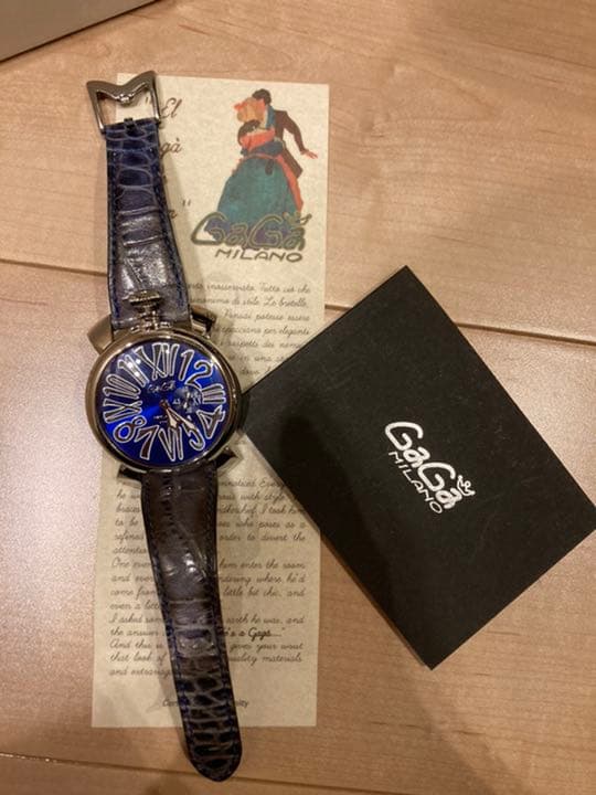 ガガミラノ　腕時計　美品☆　電池交換済み　青　GaGa MILANO