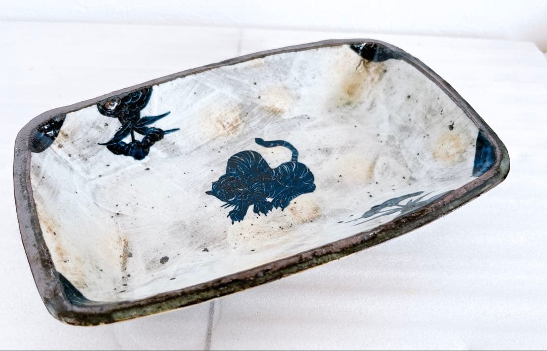 池田省吾　黒掻虎長方皿　粉引　食器　皿　酒器　ぐい呑　酒碗　新品未使用　本物保証