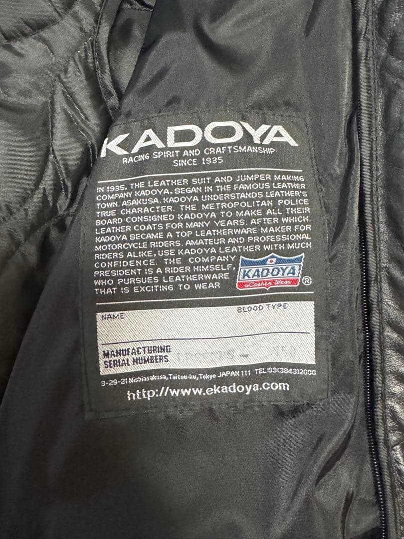 KADOYA ブラック レザー シングルライダース