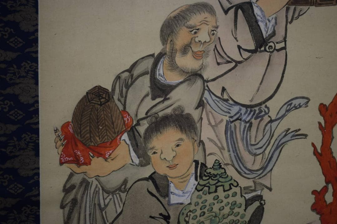 模写/奇想の絵師/長沢芦雪/長沢蘆雪/長澤蘆雪/貢物人物/布袋屋掛軸HG-562