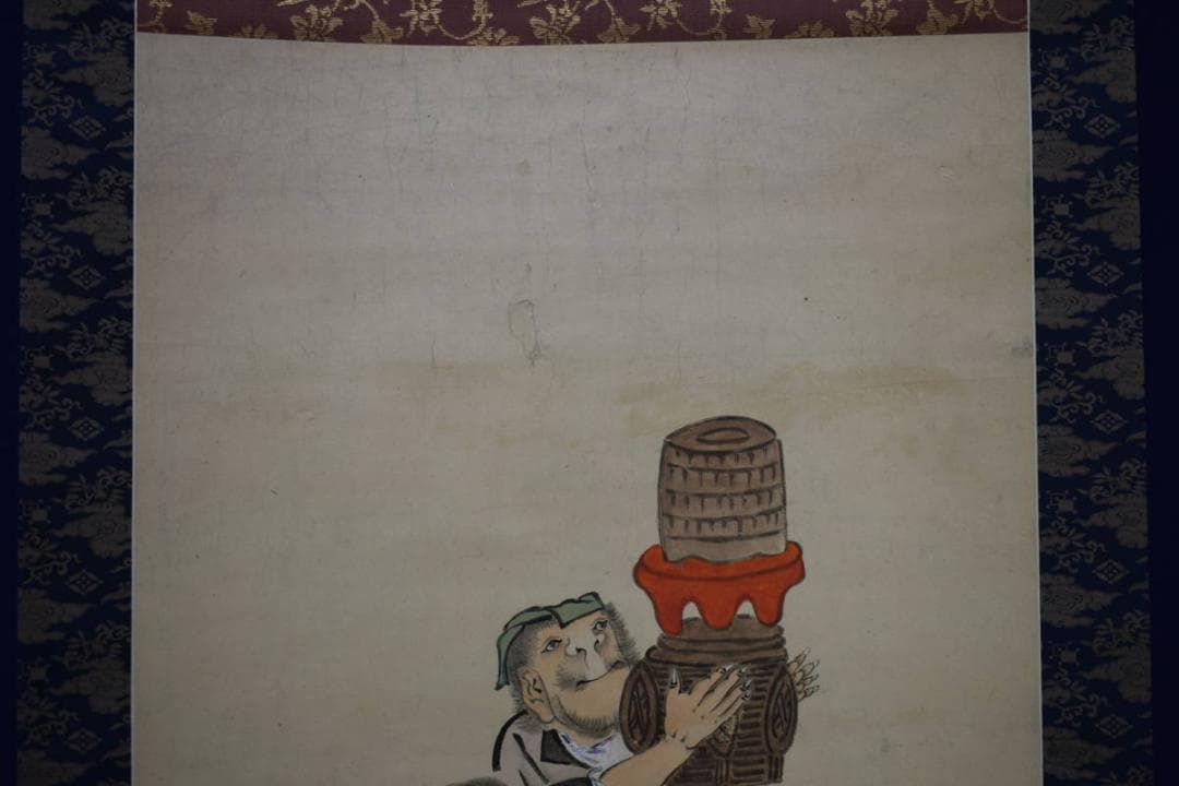 模写/奇想の絵師/長沢芦雪/長沢蘆雪/長澤蘆雪/貢物人物/布袋屋掛軸HG-562