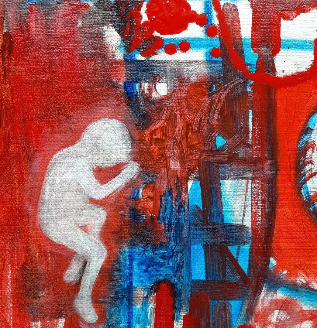 油彩画 / 油絵 / 直筆 / 絵画：潜在意識 (抽象画 / 額縁)