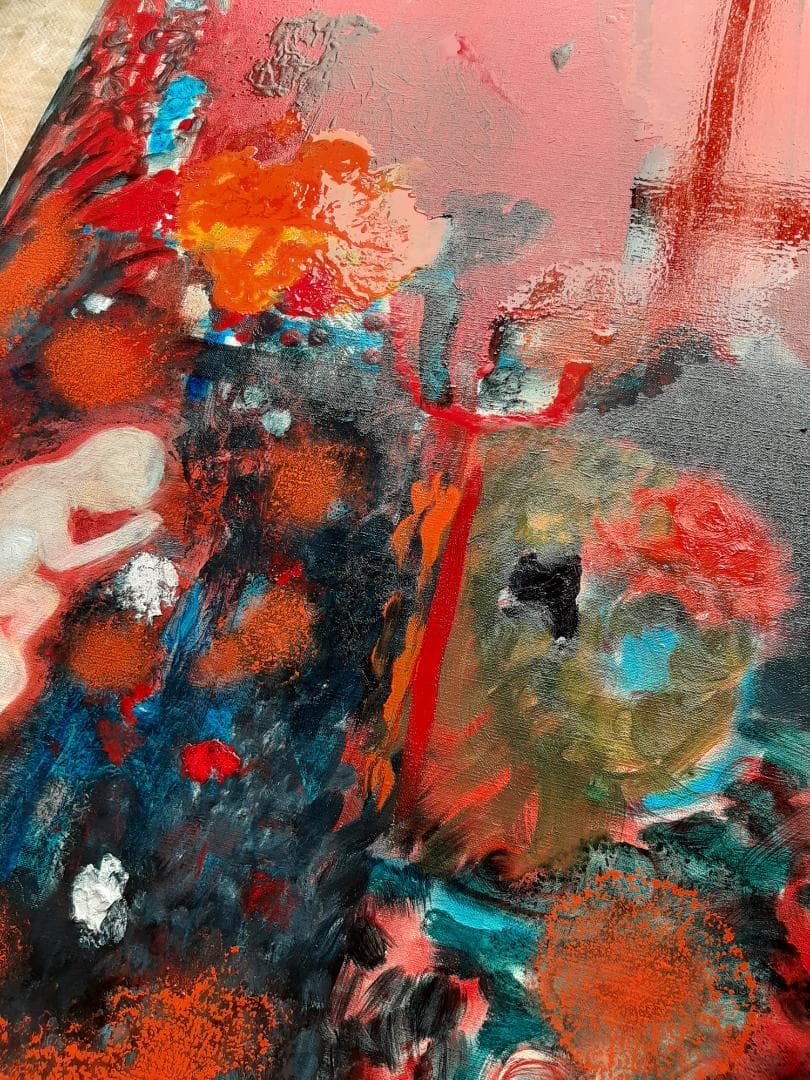 油彩画 / 油絵 / 直筆 / 絵画：潜在意識 (抽象画 / 額縁)