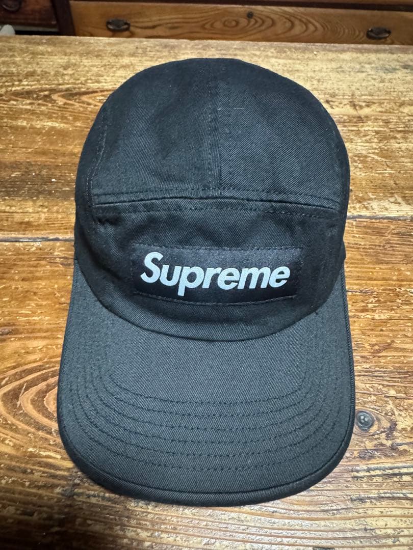 Supreme ブラック ロゴキャップ フリーサイズ　調整付