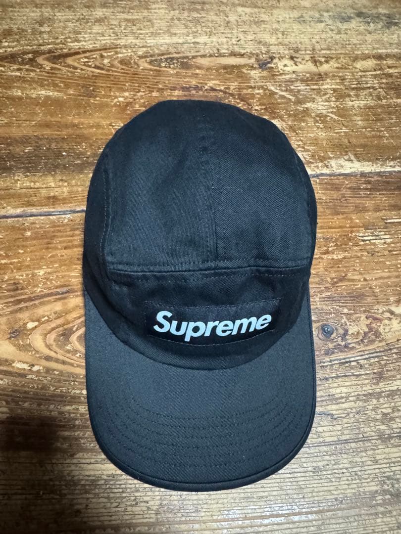 Supreme ブラック ロゴキャップ フリーサイズ　調整付
