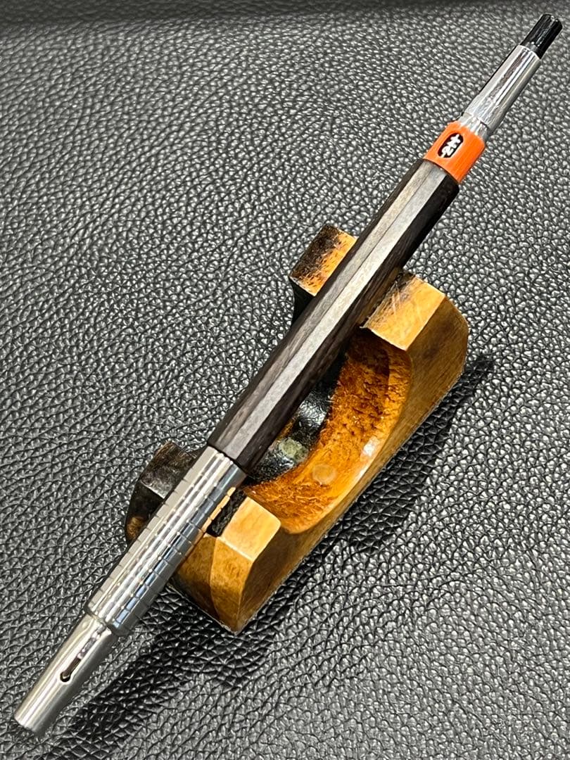 海　pmg用木軸　黒檀12角軸　ステンレスグリップ+2