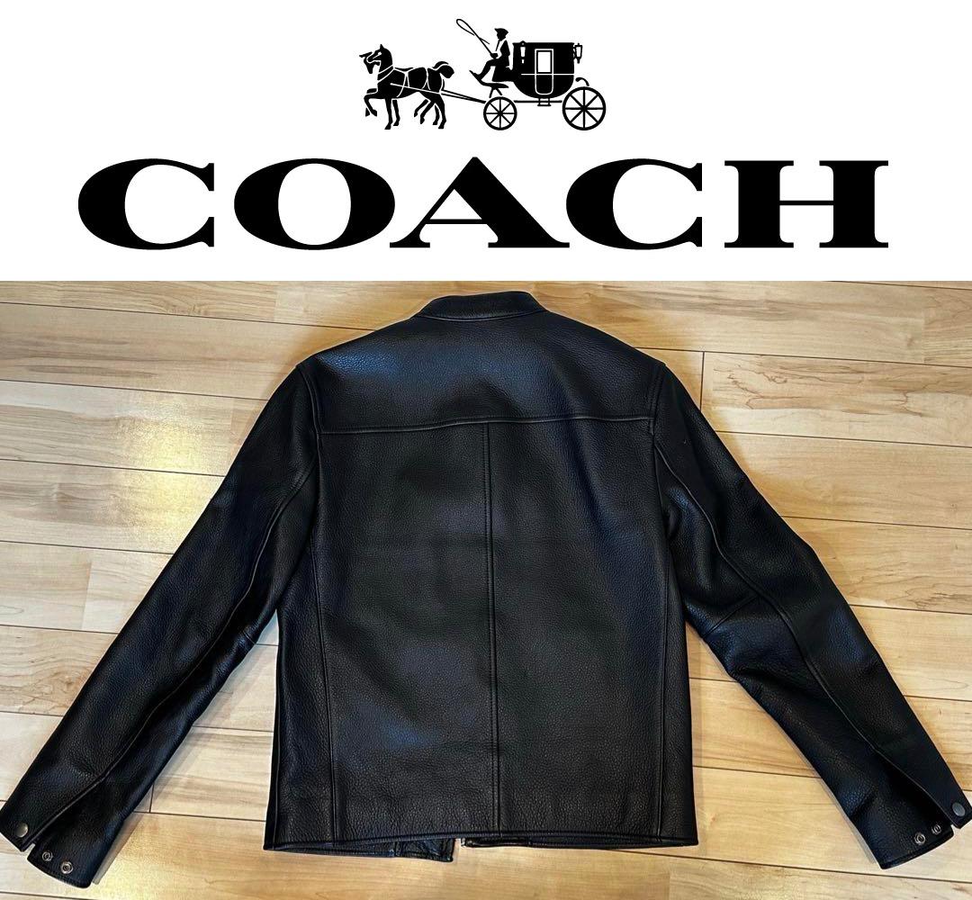 値下げ！美品 COACH レザージャケット メンズ S シングル 黒