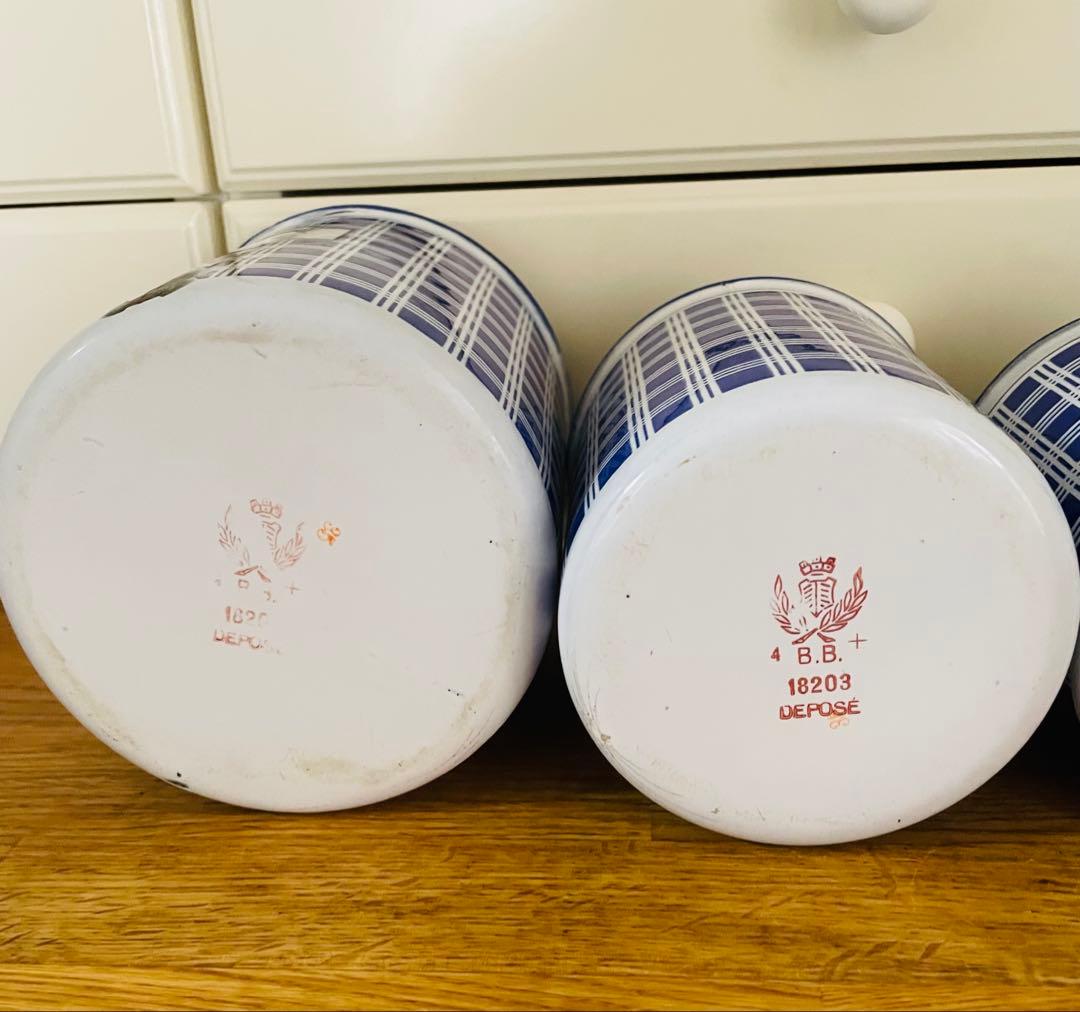 フランス アンティーク BB社 ホーローキャニスター 5個セット