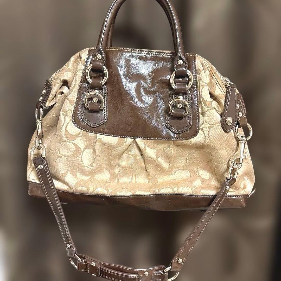 COACH コーチ 2WAY ハンドバッグ シグネチャー ナイロン F15443