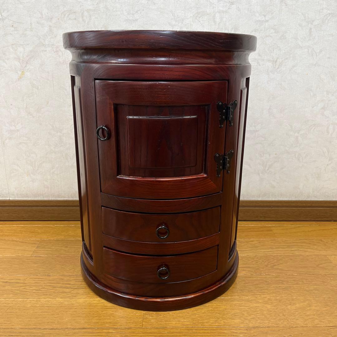 木製 丸型　箪笥　スツール アンティーク 花台 盆栽台 椅子 スツール