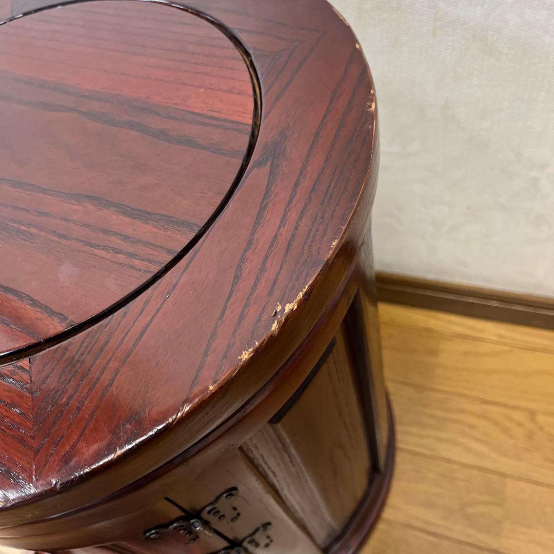 木製 丸型　箪笥　スツール アンティーク 花台 盆栽台 椅子 スツール