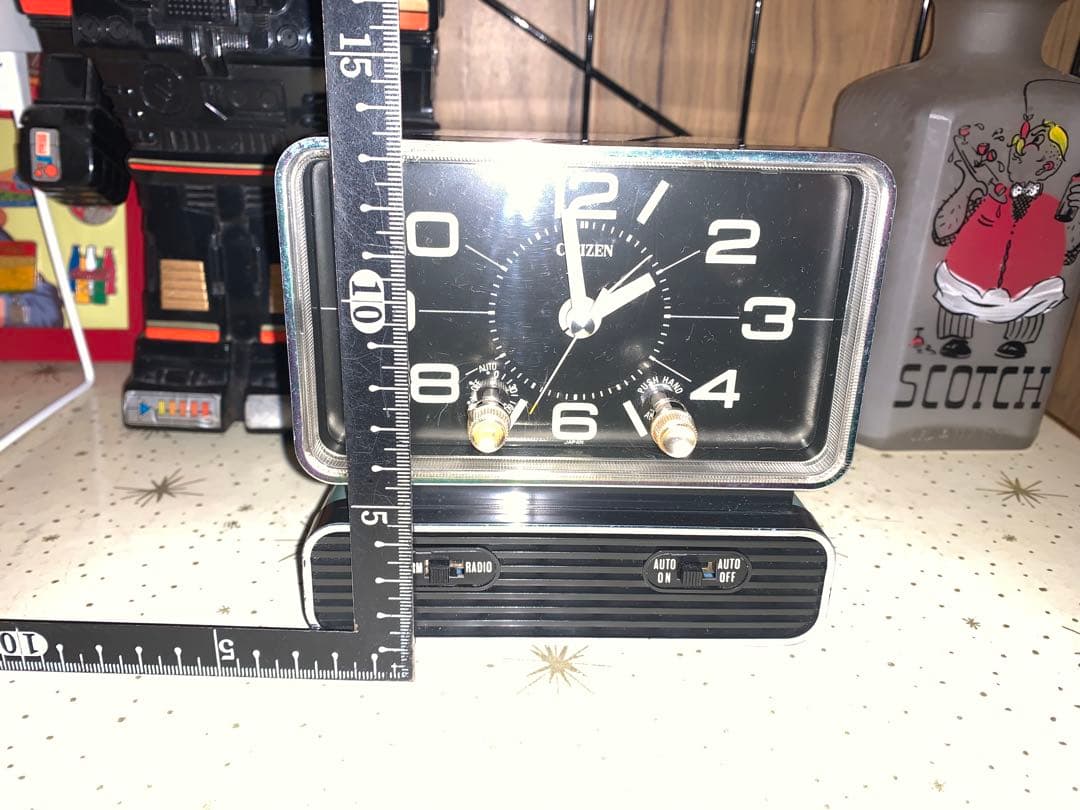 昭和レトロ　ビンテージ　動作品　シチズン ラジオ付　目覚し時計　スペースエイジ
