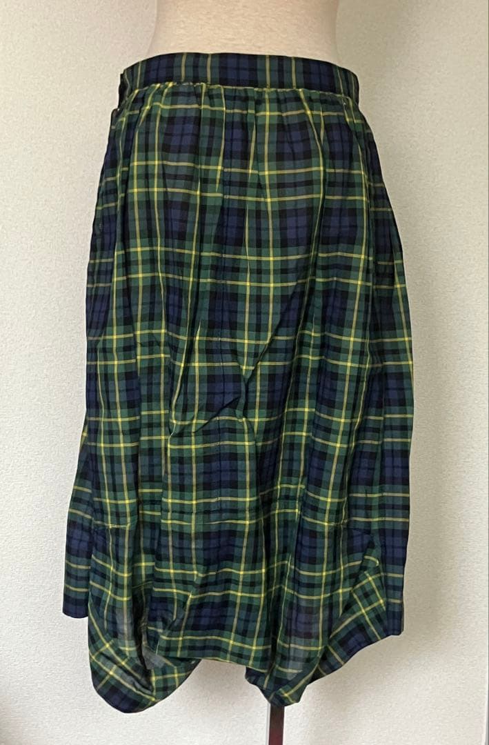 トリコ コムデギャルソン チェック柄サルエルパンツ グリーン