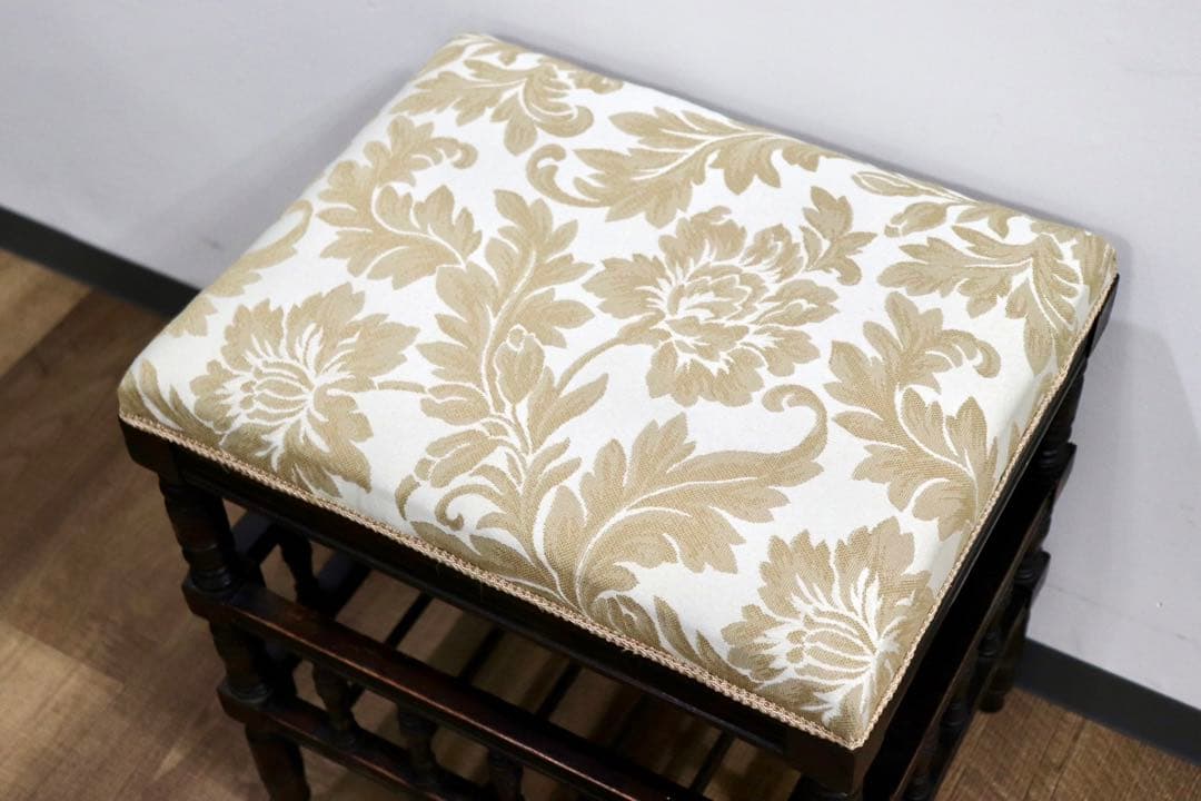 GMHO144○西洋 アンティーク 英国 スツール オットマン ファブリック