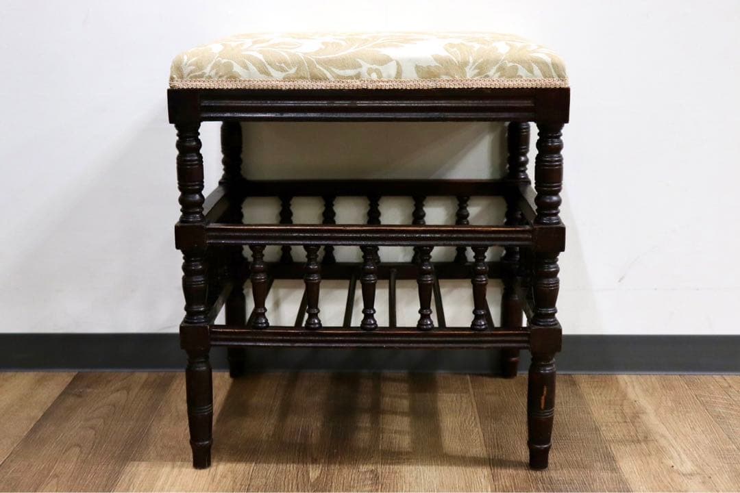 GMHO144○西洋 アンティーク 英国 スツール オットマン ファブリック