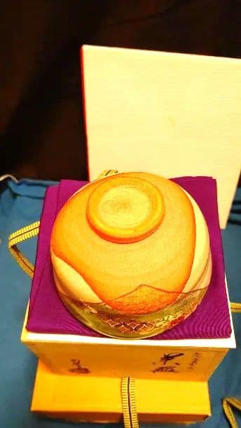 茶碗、色絵、道長の取り文、中村良二作