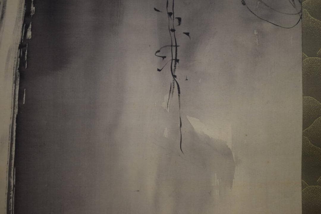 真作/寺崎広業/寺崎廣業/瀑布図/瀧図/絹表装/桐共箱付/布袋屋掛軸HJ-329