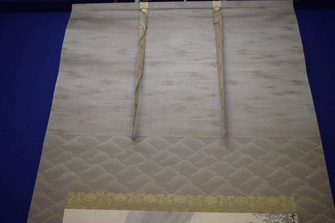 真作/寺崎広業/寺崎廣業/瀑布図/瀧図/絹表装/桐共箱付/布袋屋掛軸HJ-329