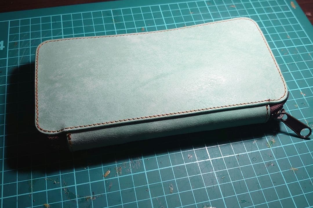 プエブロ　アクア　ラウンドジップペンケース【検　バハギア　野原工芸　工房楔