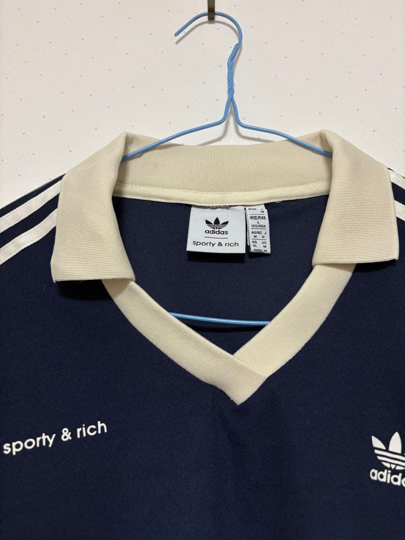 adidas sporty & rich ネイビー サッカージャージ