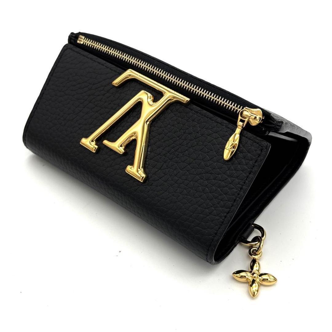 【ねん猫★】ルイヴィトン カプシーヌ コンパクト 三つ折り財布 ブラック